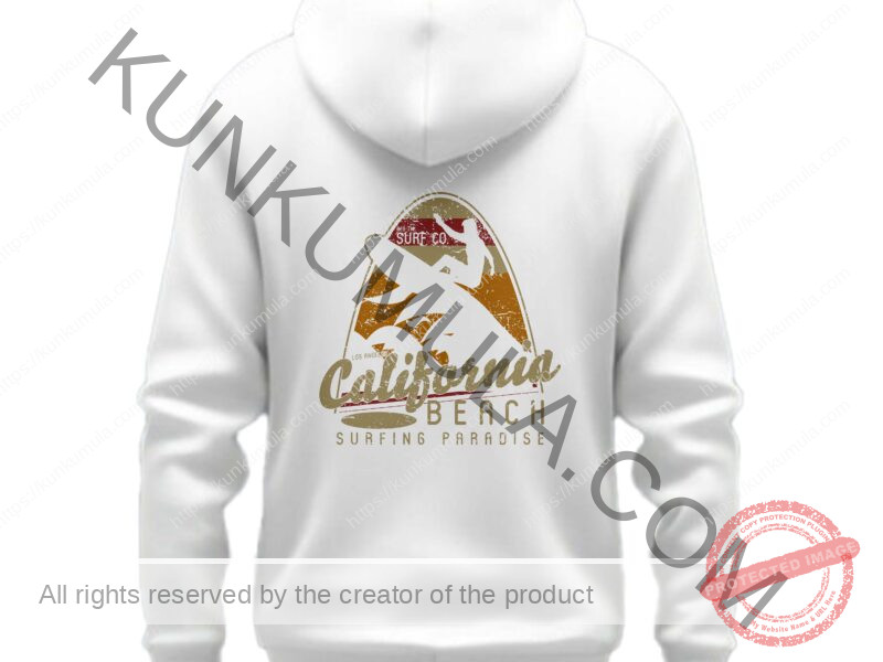California Beach Surfing Paradise Artwork for T-shirts, hoodies, tote bags, wall art, stickers, mugs, and more PNG