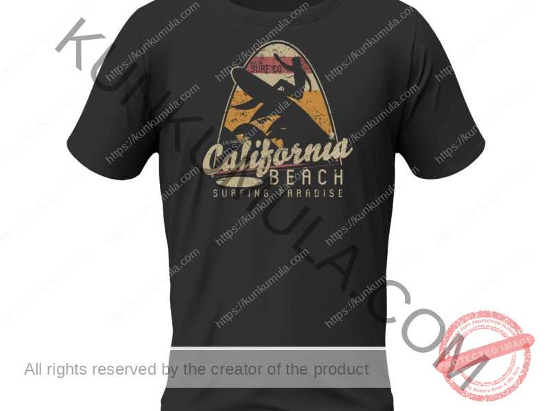 California Beach Surfing Paradise Artwork for T-shirts, hoodies, tote bags, wall art, stickers, mugs, and more PNG
