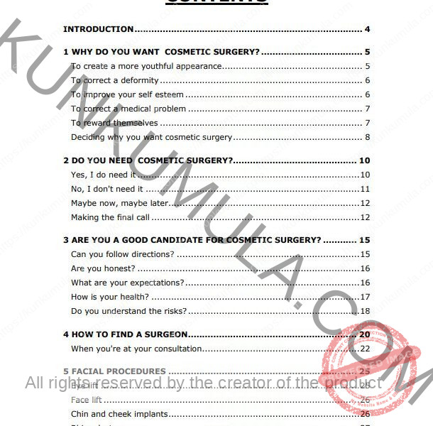 Cosmetic Surgery Book