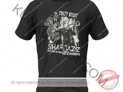 Crazy Night Jazz Art work for T-shirts, hoodies, tote bags, wall art, stickers, mugs, and more its Zipped