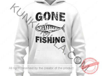 Gone Fishing Artwork for T-shirts, hoodies, tote bags, wall art, stickers, mugs, and more