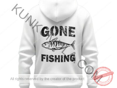 Gone Fishing Artwork for T-shirts, hoodies, tote bags, wall art, stickers, mugs, and more