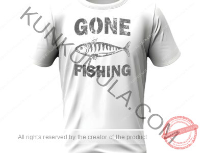 Gone Fishing Artwork for T-shirts, hoodies, tote bags, wall art, stickers, mugs, and more