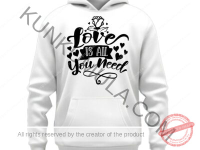 Love Is All You Need Art work for T-shirts, hoodies, tote bags, wall art, stickers, mugs, and more zipped