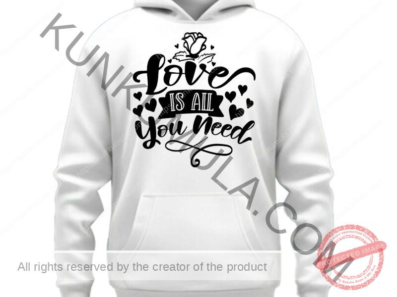 Love Is All You Need Art work for T-shirts, hoodies, tote bags, wall art, stickers, mugs, and more zipped