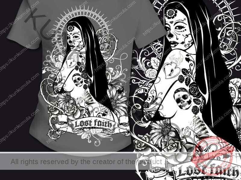 Lost Faith Art work for T-shirts, hoodies, tote bags, wall art, stickers, mugs, and more Eps File