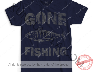 Gone Fishing Artwork for T-shirts, hoodies, tote bags, wall art, stickers, mugs, and more