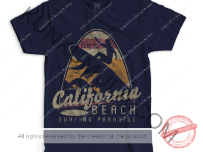 California Beach Surfing Paradise Artwork for T-shirts, hoodies, tote bags, wall art, stickers, mugs, and more PNG