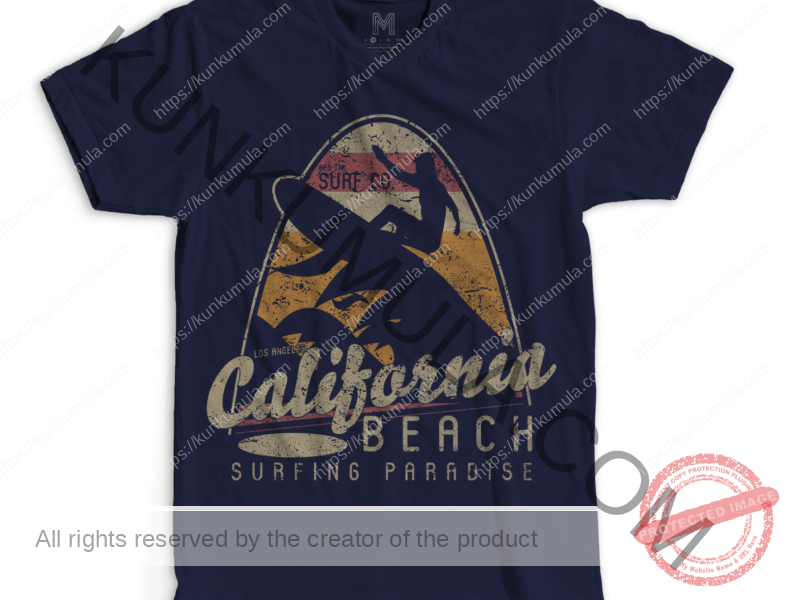 California Beach Surfing Paradise Artwork for T-shirts, hoodies, tote bags, wall art, stickers, mugs, and more PNG