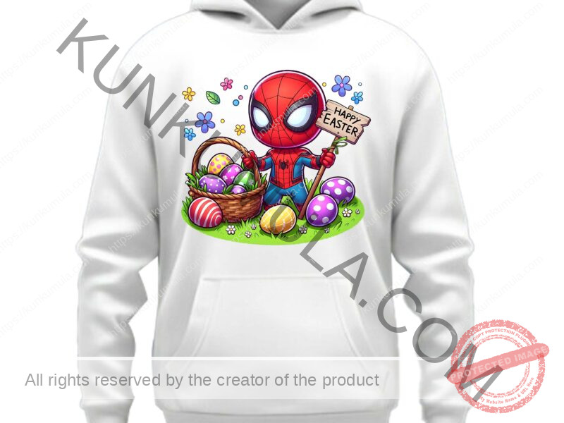 Spider Man Wishes You A Happy Easter Artwork for T-shirts, hoodies, tote bags, wall art, stickers, mugs, and more IN Png