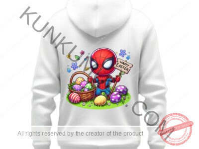 Spider Man Wishes You A Happy Easter Artwork for T-shirts, hoodies, tote bags, wall art, stickers, mugs, and more IN Png