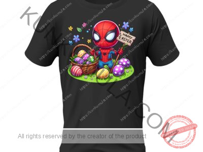 Spider Man Wishes You A Happy Easter Artwork for T-shirts, hoodies, tote bags, wall art, stickers, mugs, and more IN Png