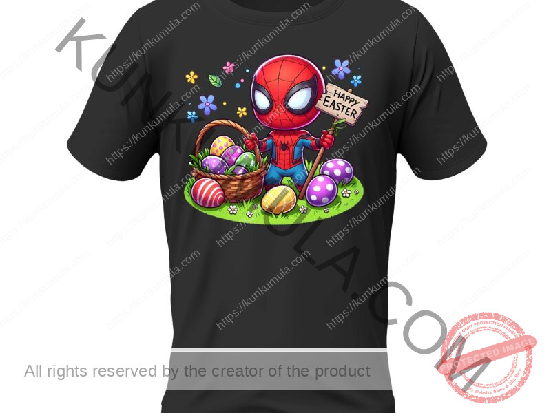 Spider Man Wishes You A Happy Easter Artwork for T-shirts, hoodies, tote bags, wall art, stickers, mugs, and more IN Png