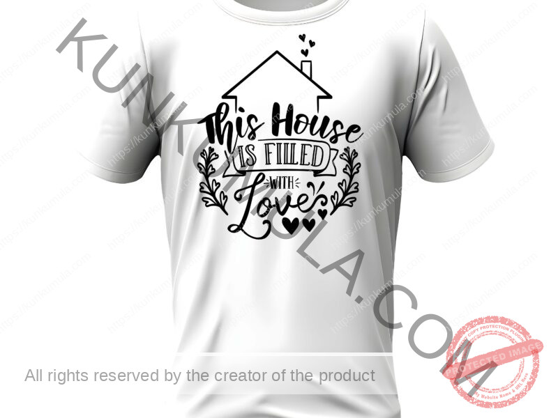 This House Is Filled With Love Art work for T-shirts, hoodies, tote bags, wall art, stickers, mugs, and more zipped