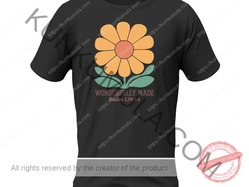 Wonderfully Made Psalm 139;14 A Christian T- Shirt Design Artwork for T-shirts, hoodies, tote bags, wall art, stickers, mugs, and more PNG