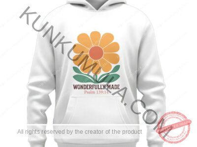 Wonderfully Made Psalm 139;14 A Christian T- Shirt Design Artwork for T-shirts, hoodies, tote bags, wall art, stickers, mugs, and more PNG