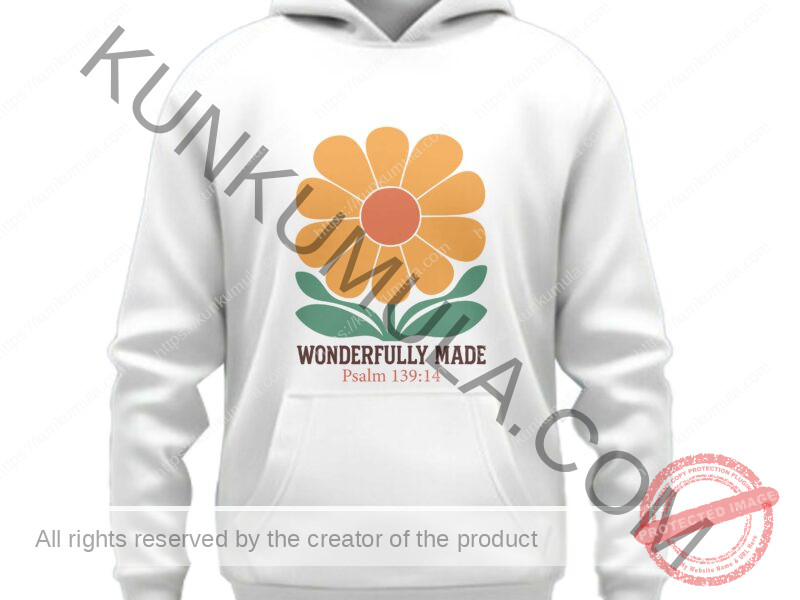 Wonderfully Made Psalm 139;14 A Christian T- Shirt Design Artwork for T-shirts, hoodies, tote bags, wall art, stickers, mugs, and more PNG