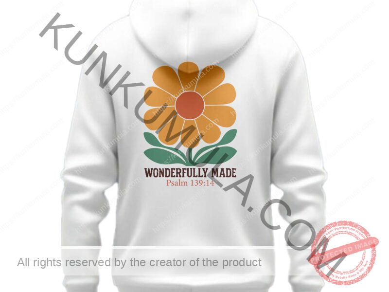 Wonderfully Made Psalm 139;14 A Christian T- Shirt Design Artwork for T-shirts, hoodies, tote bags, wall art, stickers, mugs, and more PNG