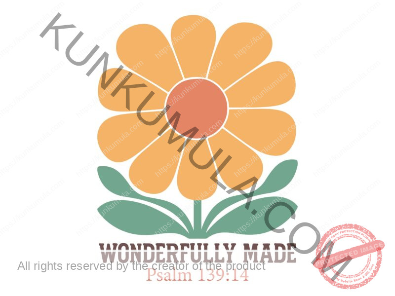 Wonderfully Made Psalm 139;14 A Christian T- Shirt Design Artwork for T-shirts, hoodies, tote bags, wall art, stickers, mugs, and more PNG