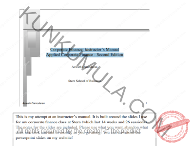 Corporate Finance: Instructor’s Manual Applied Corporate Finance - Second Edition Book In Pdf