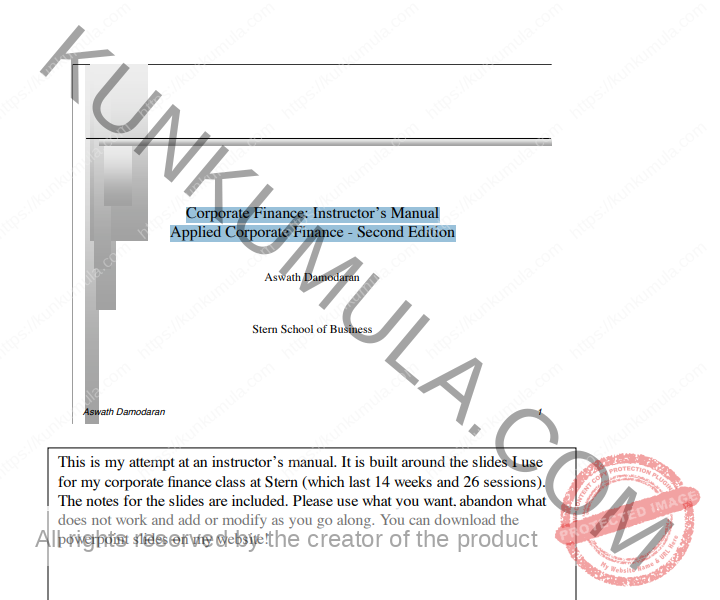 Corporate Finance: Instructor’s Manual Applied Corporate Finance - Second Edition Book In Pdf