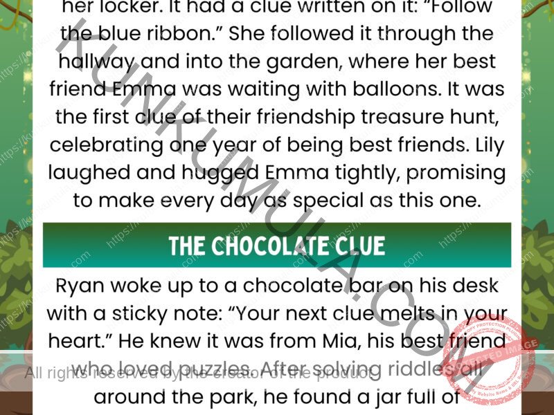 The Hidden Message & The Chocolate Clue Kids reading Card in Pdf