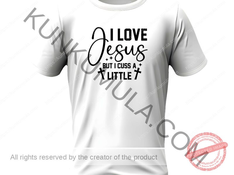 I love jesus but i cuss a little Artwork for T-shirts, hoodies, tote bags, wall art, stickers, mugs, and more