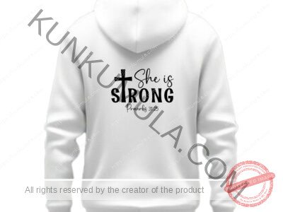She is strong proverbs 3125 Artwork for T-shirts, hoodies, tote bags, wall art, stickers, mugs, and more Zipped file with a Png. Svg and Dxf Files of the Artwork