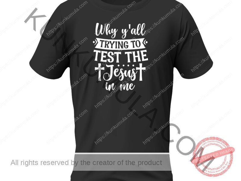 Why all trying to test the jesus in me Artwork for T-shirts, hoodies, tote bags, wall art, stickers, mugs, and more