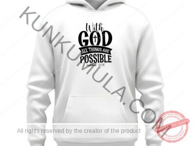 With god all things are possible 2-01 Artwork for T-shirts, hoodies, tote bags, wall art, stickers, mugs, and more Zipped file with a Png. Svg and Dxf Files of the Artwork