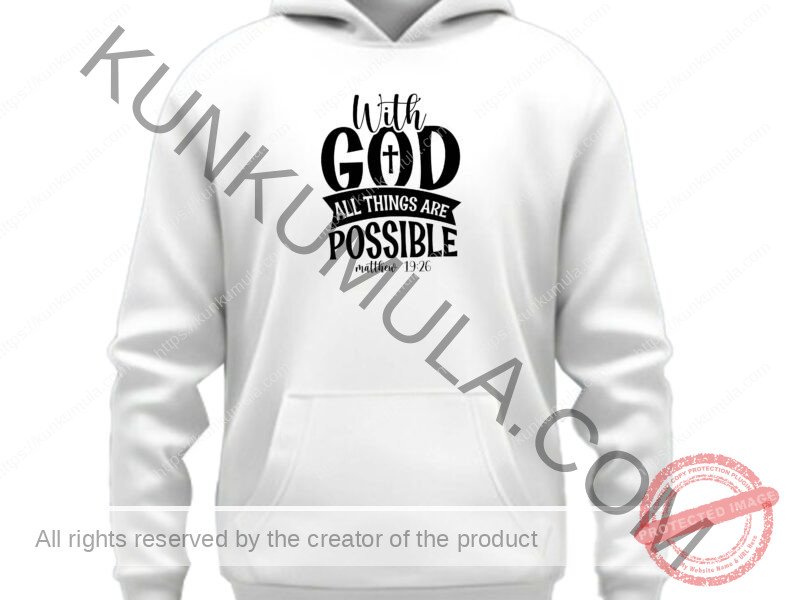 With god all things are possible 2-01 Artwork for T-shirts, hoodies, tote bags, wall art, stickers, mugs, and more Zipped file with a Png. Svg and Dxf Files of the Artwork