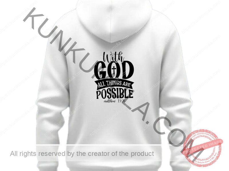 With god all things are possible 2-01 Artwork for T-shirts, hoodies, tote bags, wall art, stickers, mugs, and more Zipped file with a Png. Svg and Dxf Files of the Artwork
