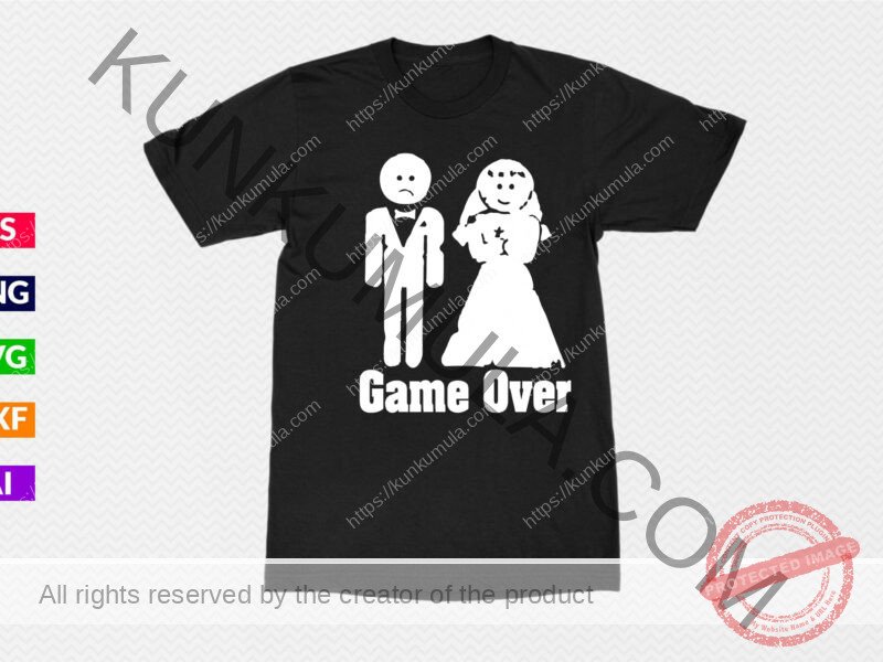 Game over, Artwork for T-shirts, hoodies, tote bags, wall art, stickers, mugs, and more Zipped file with a Png. Svg and Dxf Files of the Artwork