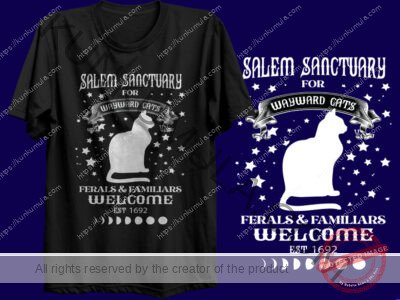 Salem Sactuary Wayward Cats Artwork | Artwork In PNG| Ai-File| EPS | HTML | PSD | JPG | for T-shirts, hoodies, tote bags, wall art, stickers, mugs, and more