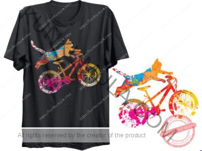 Cat On The Bike Artwork | Artwork In PNG| Ai-File| EPS | HTML | PSD | JPG | for T-shirts, hoodies, tote bags, wall art, stickers, mugs, and more