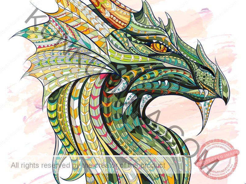 IZO 14 Dragon Artwork – Source Patterned Animal Ethnic JPG & EPS Design Files