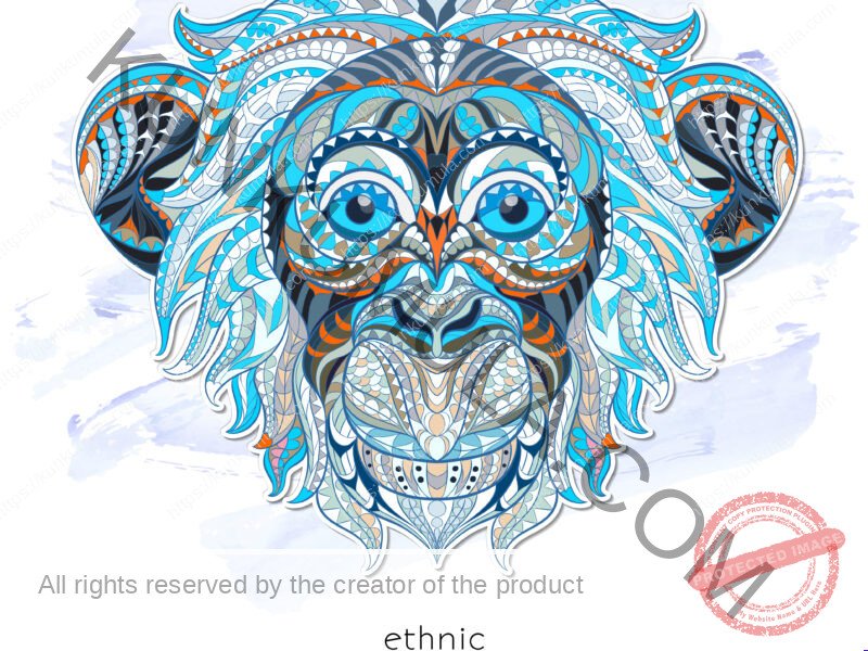 IZO 5 Monkey Source Patterned Animal Ethnic Jpg & Eps File Formats Art- Work