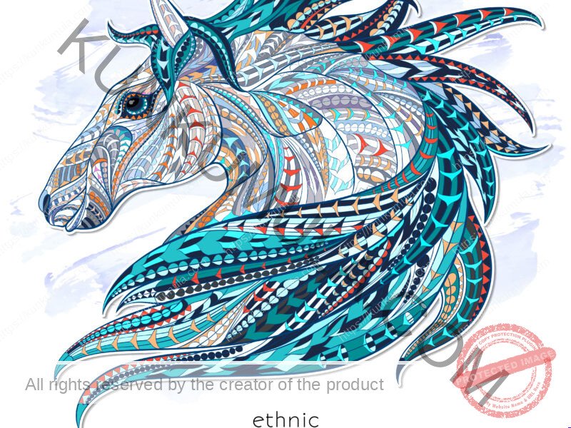 IZO 8 Horse Head Source Patterned Animal Ethnic Artwork – JPG & EPS Design Files
