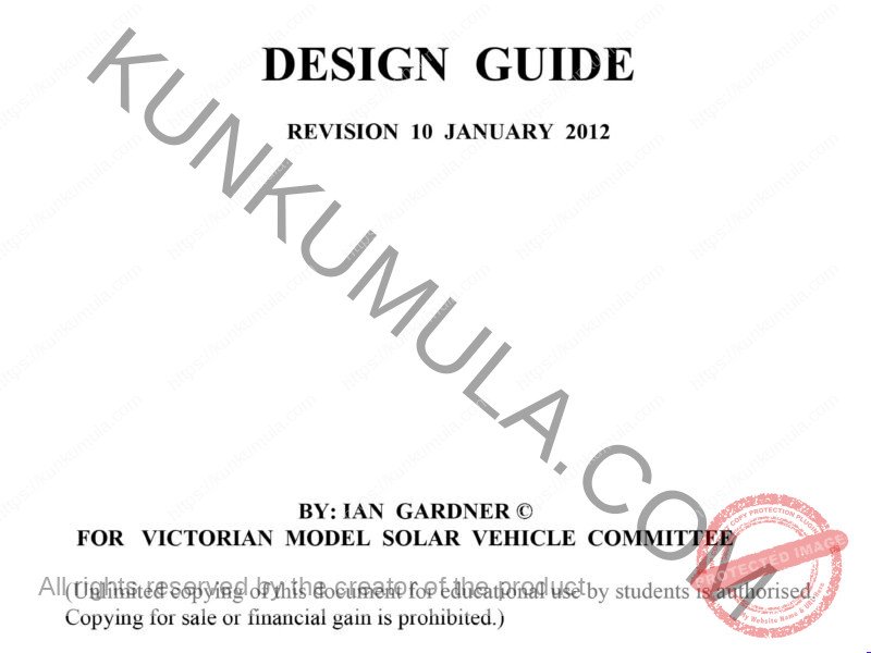 MODEL SOLAR CAR DESIGN GUIDE | BOOK IN PDF