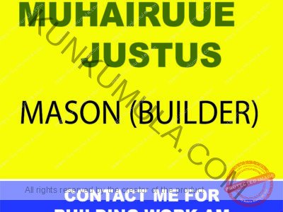 MUHAIRUUE JUSTUS A MASON FROM UGANDA