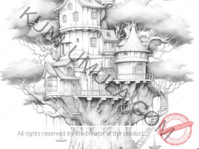 Tree houses | Color With Your Kids | Family Fun| Print & Color 25 Pages
