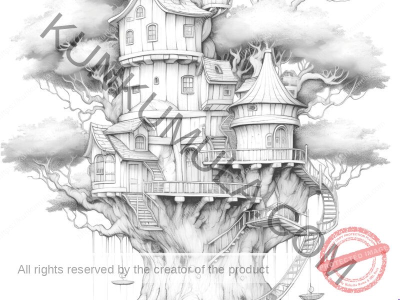 Tree houses | Color With Your Kids | Family Fun| Print & Color 25 Pages