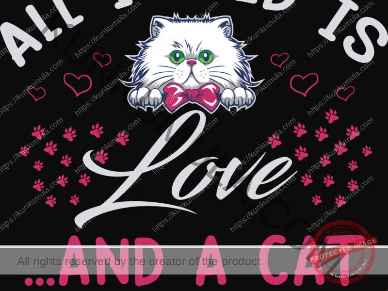 All I Need Is Love And A Cat Or Two or Five Artwork I Am On The Road ToRescue Another Cat Artwork | Artwork In PNG| Ai-File| EPS | HTML | PSD | JPG | for T-shirts, hoodies, tote bags, wall art, stickers, mugs, and more