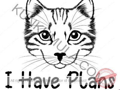 Sorry I Can not I Have Plans With My Cat Artwork | Artwork In PNG| Ai-File| EPS | HTML | PSD | JPG | for T-shirts, hoodies, tote bags, wall art, stickers, mugs, and more