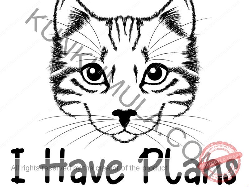 Sorry I Can not I Have Plans With My Cat Artwork | Artwork In PNG| Ai-File| EPS | HTML | PSD | JPG | for T-shirts, hoodies, tote bags, wall art, stickers, mugs, and more