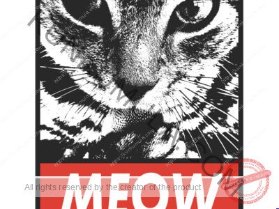 Meow Artwork | Artwork In PNG| Ai-File| EPS | HTML | PSD | JPG | for T-shirts, hoodies, tote bags, wall art, stickers, mugs, and more