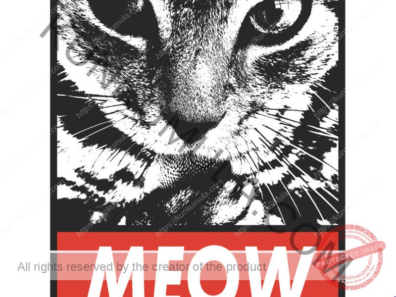 Meow Artwork | Artwork In PNG| Ai-File| EPS | HTML | PSD | JPG | for T-shirts, hoodies, tote bags, wall art, stickers, mugs, and more