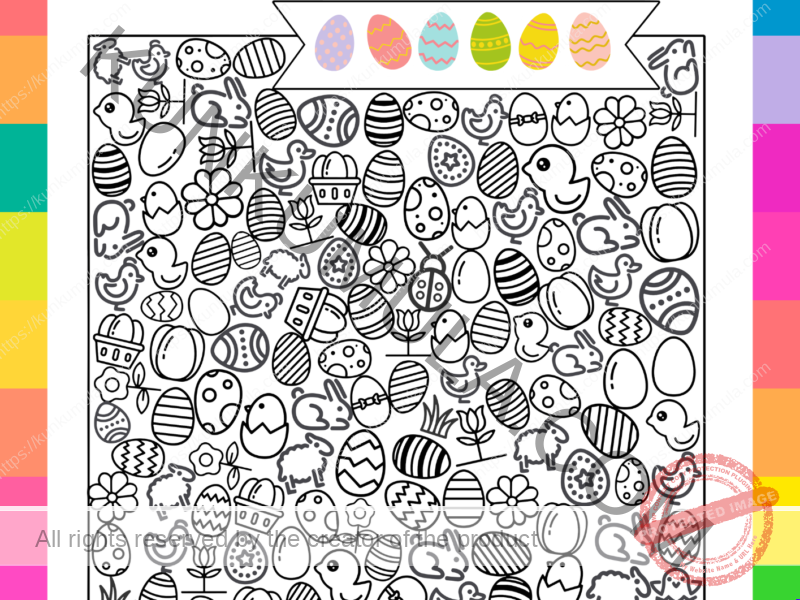 Easter Find The Number Of Images Written Down and Color A One Page Book For Kids Games | Kids Fun