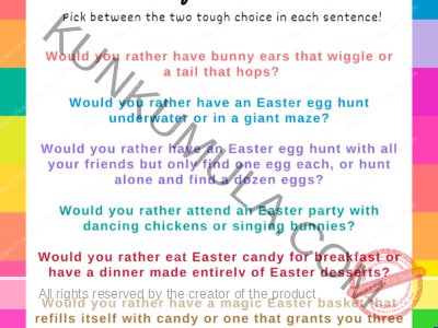 Easter Would You Easter Pick Between The Two Choices in Sentences A One Page Book For Kids Fun or Games