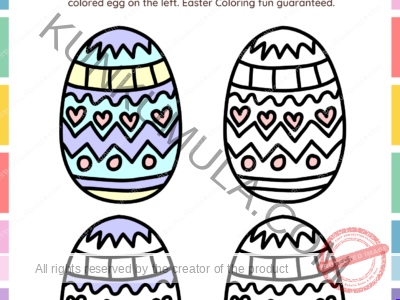 Easter Fun, Color the Three Eggs Like The Fully Colored Egg On The Left a one Page Book Kids Coloring